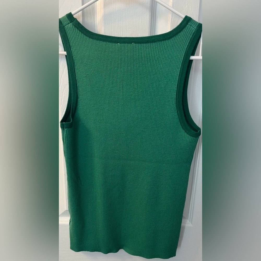 Green Ribbed Tank Top - Medium - Picture 3 of 7